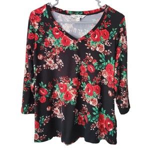 The Pioneer Woman Womens Floral Top 3/4 Sleeve Size Small